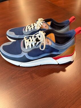 Cole Haan Men's Navy and Light Blue Mesh Leather Sneakers - Size 11